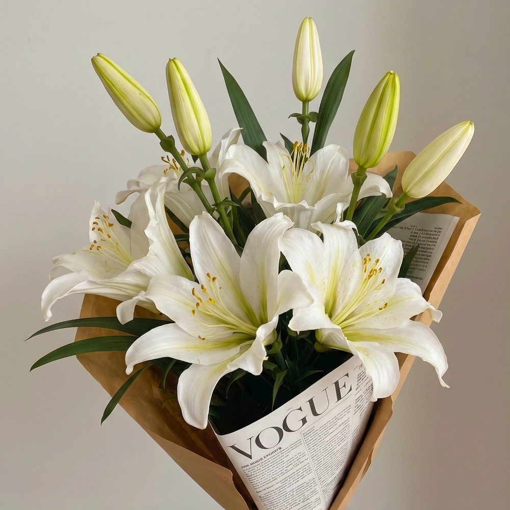 Fresh Oriental White Lily Bouquet in UAE