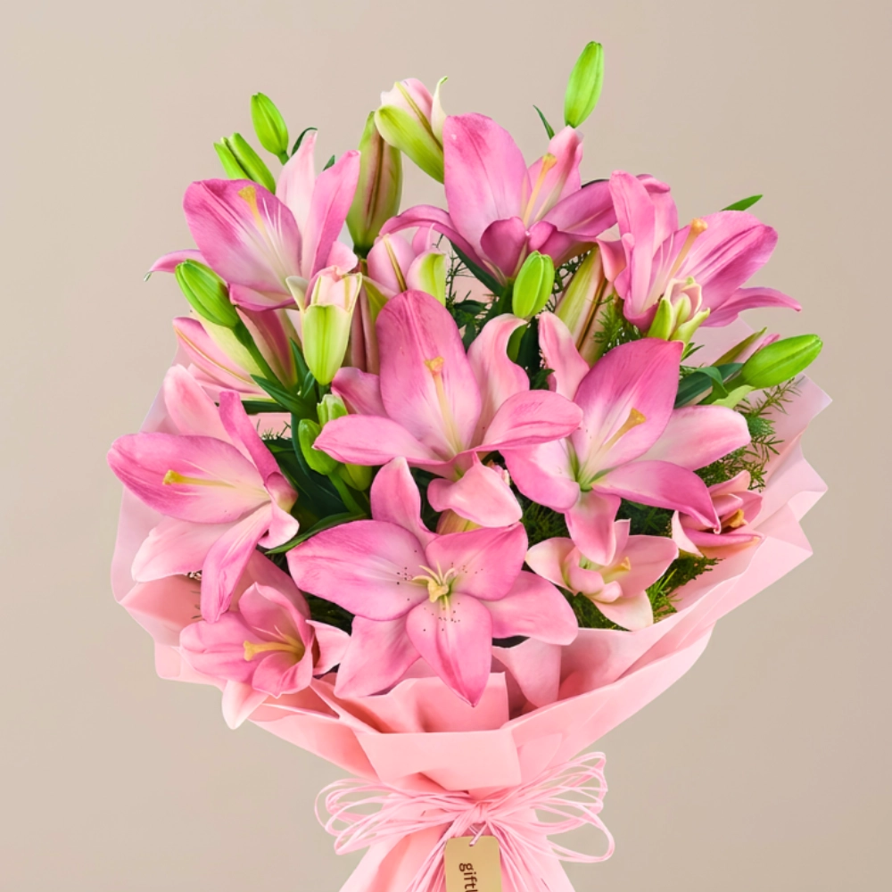 Romantic Pink Lily Flower Bouquet in UAE