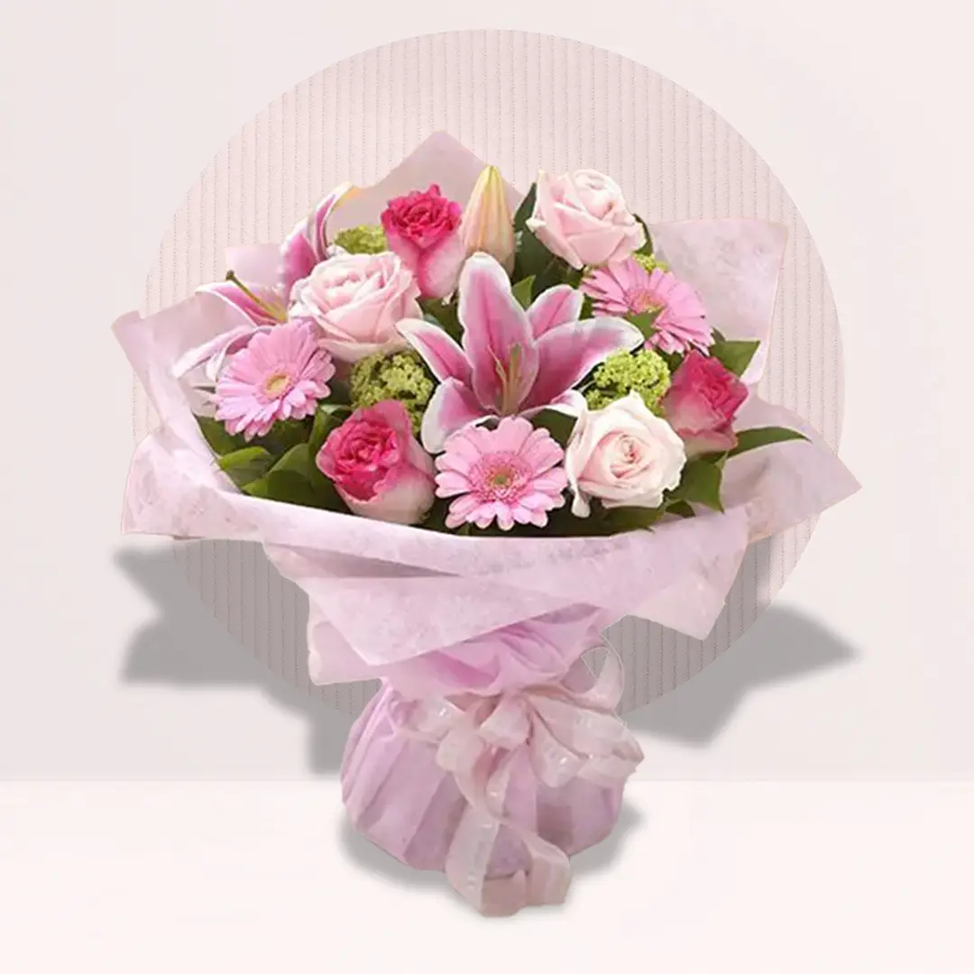 Pink Lily & Rose Bouquet