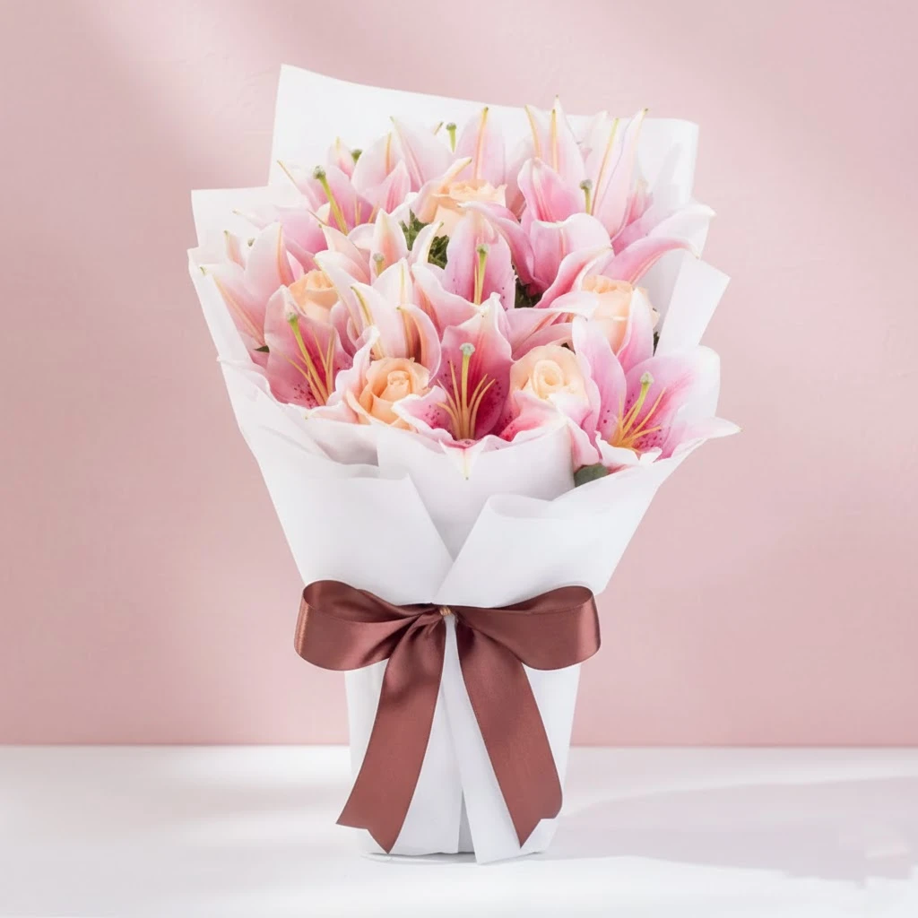 Pink Lily Bouquet for Valentine’s Day