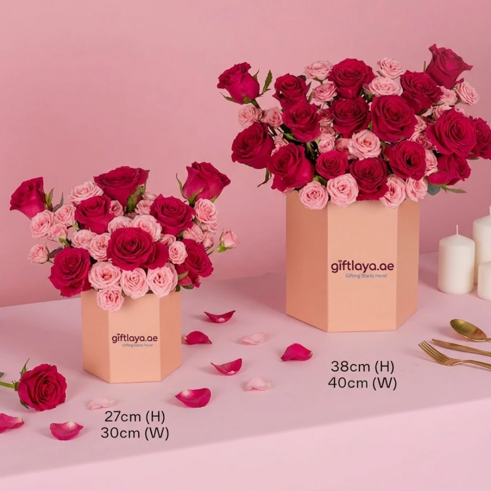 Zara Hot Cherry Pink Rose Flower Box