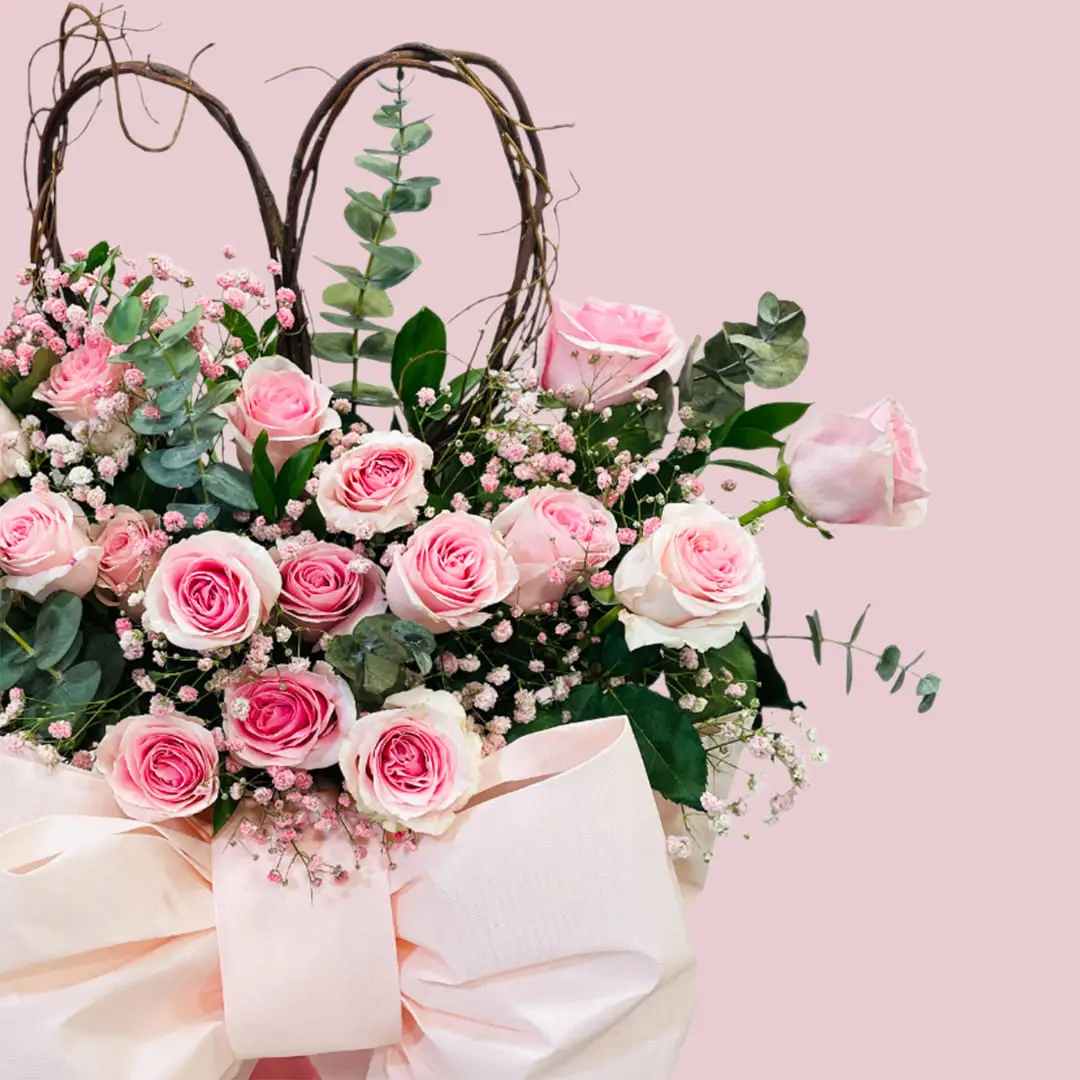 Pink Rose Basket