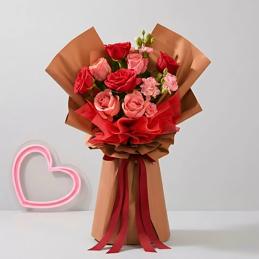Romantic Red Pink Rose Bouquet