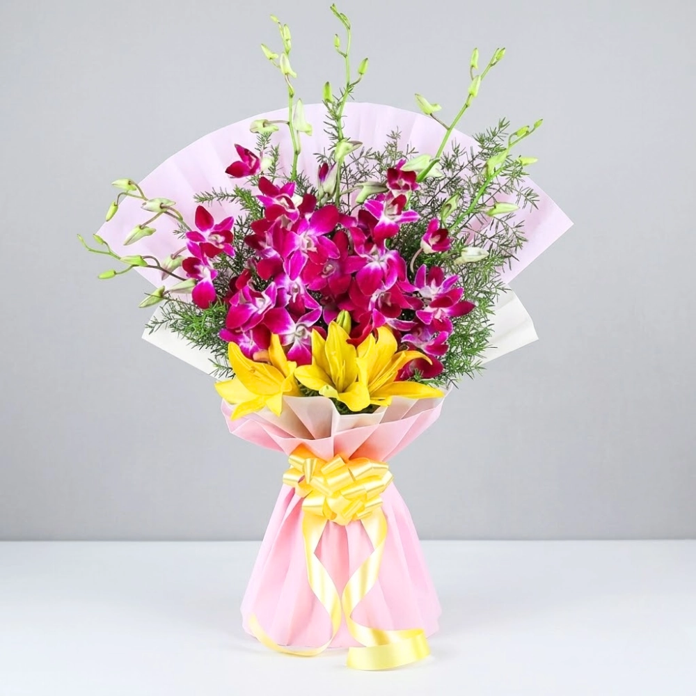 Eternal Mixed Lily And Orchid Bouquet in UAE