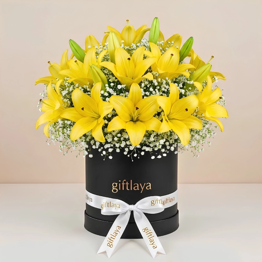 Fresh Blooming Yellow Lily Bouquet in UAE