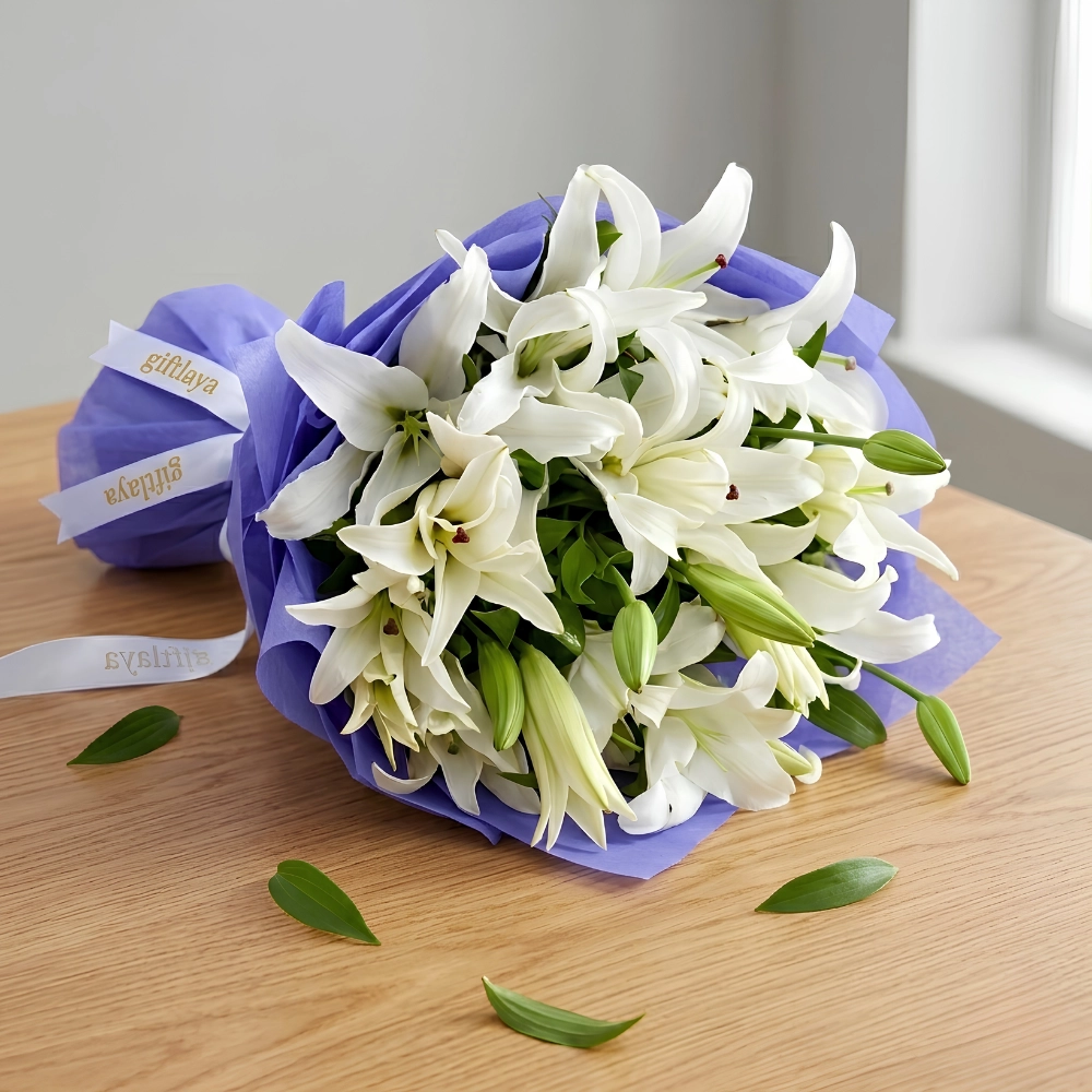 Classic White Lily Bouquet in UAE
