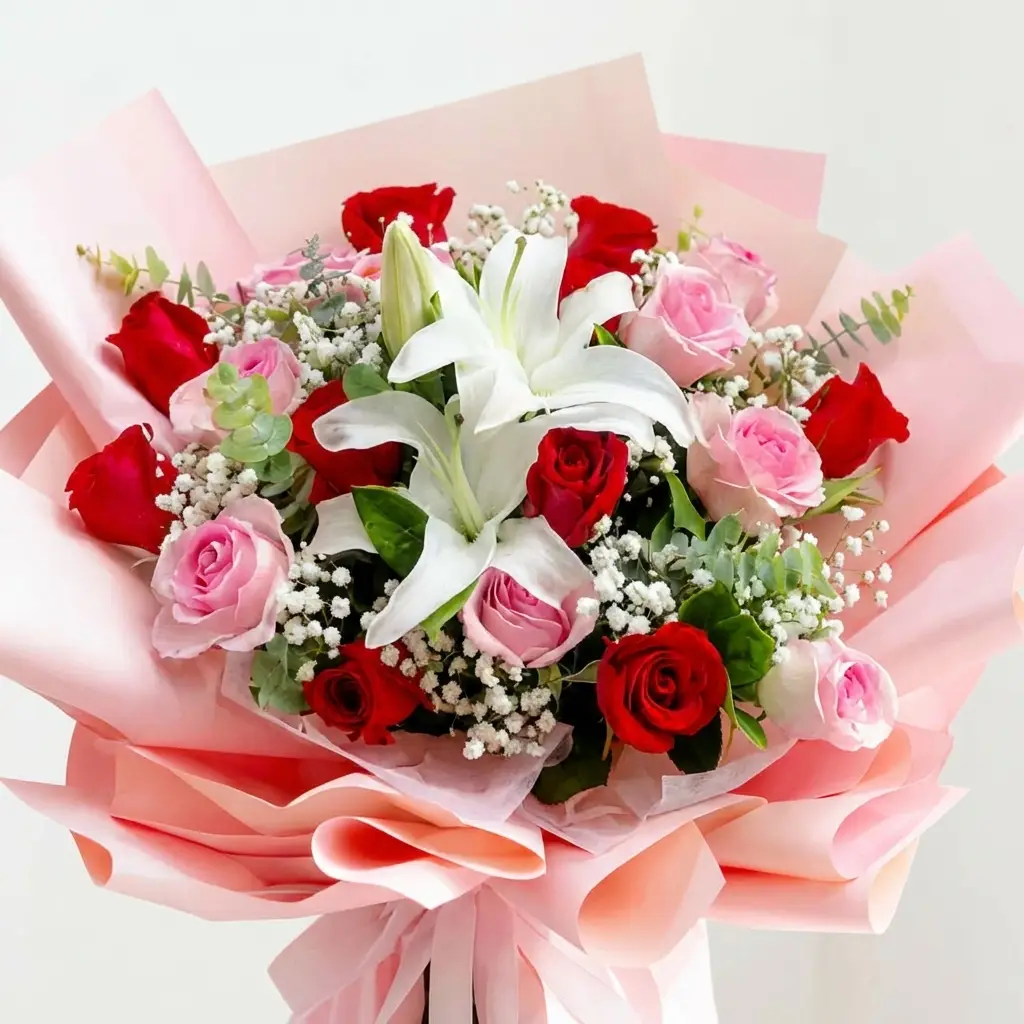 Romantic Rose Lily Bouquet