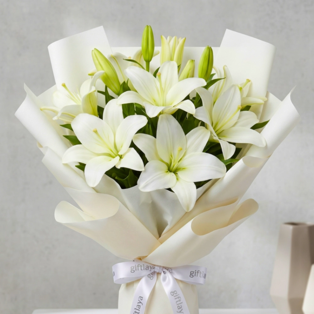 Charming White Lily Bouquet in UAE