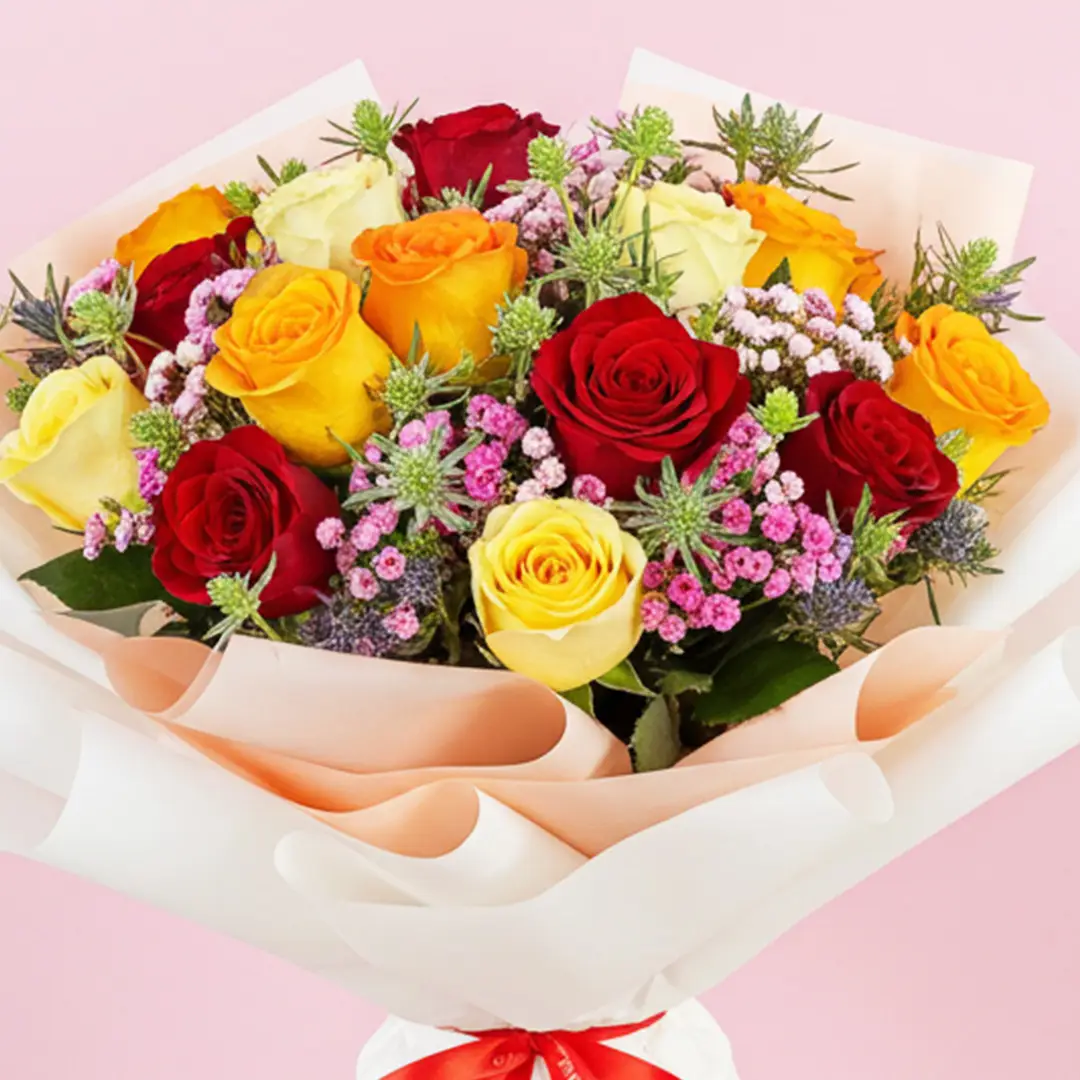 Golden Ruby Rose Bouquet