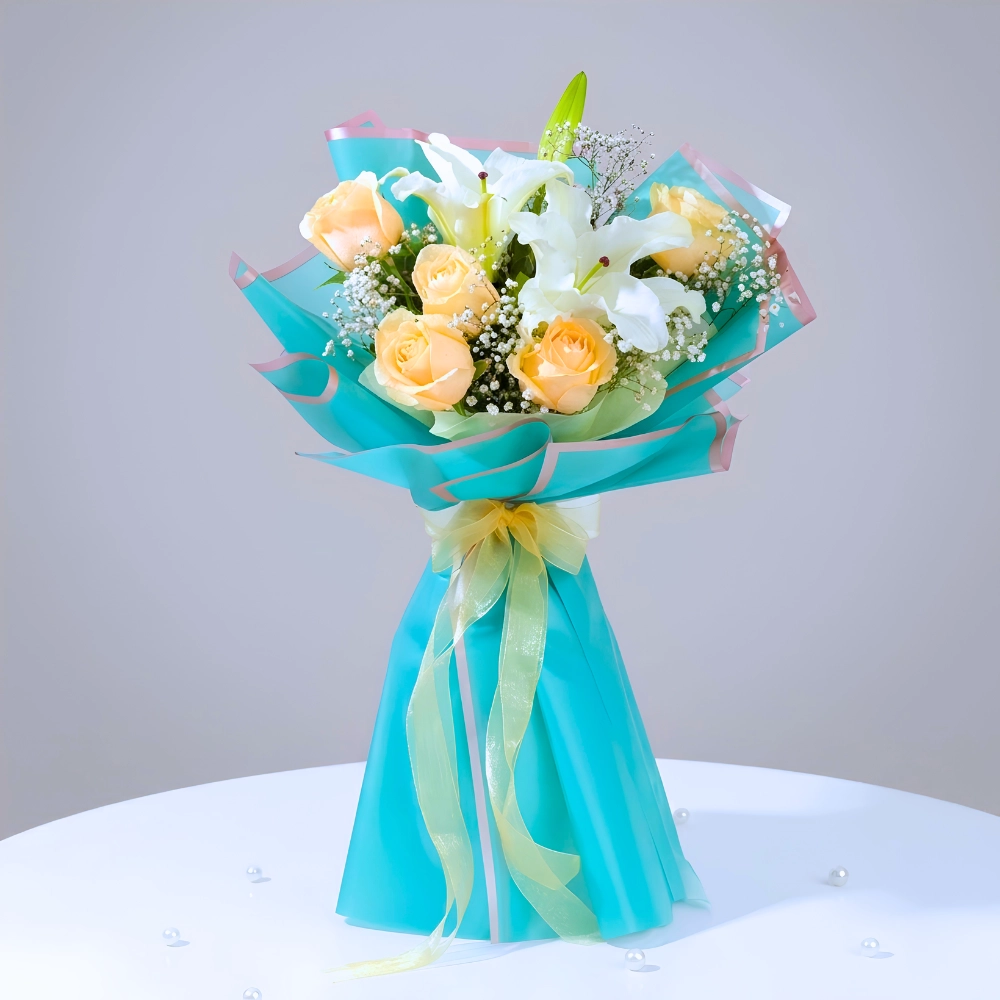 Oriental Lily And Rose Bouquet in UAE