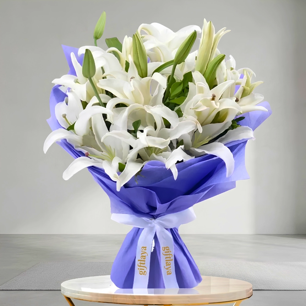 Classic White Lily Bouquet in UAE
