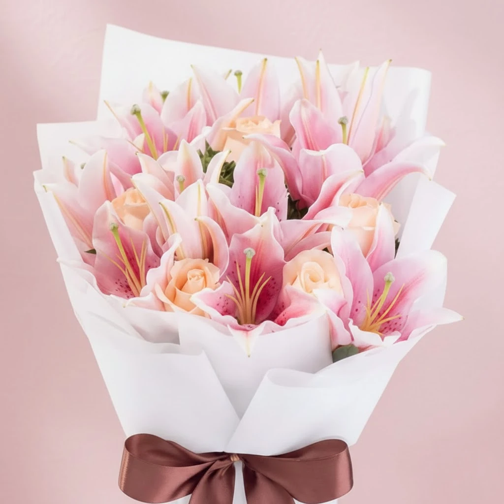 Pink Lily Bouquet for Valentine’s Day