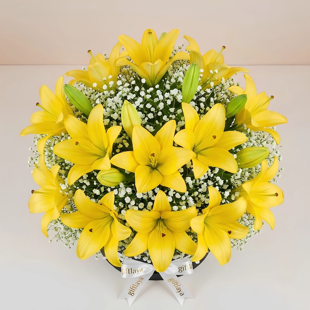 Fresh Blooming Yellow Lily Bouquet in UAE
