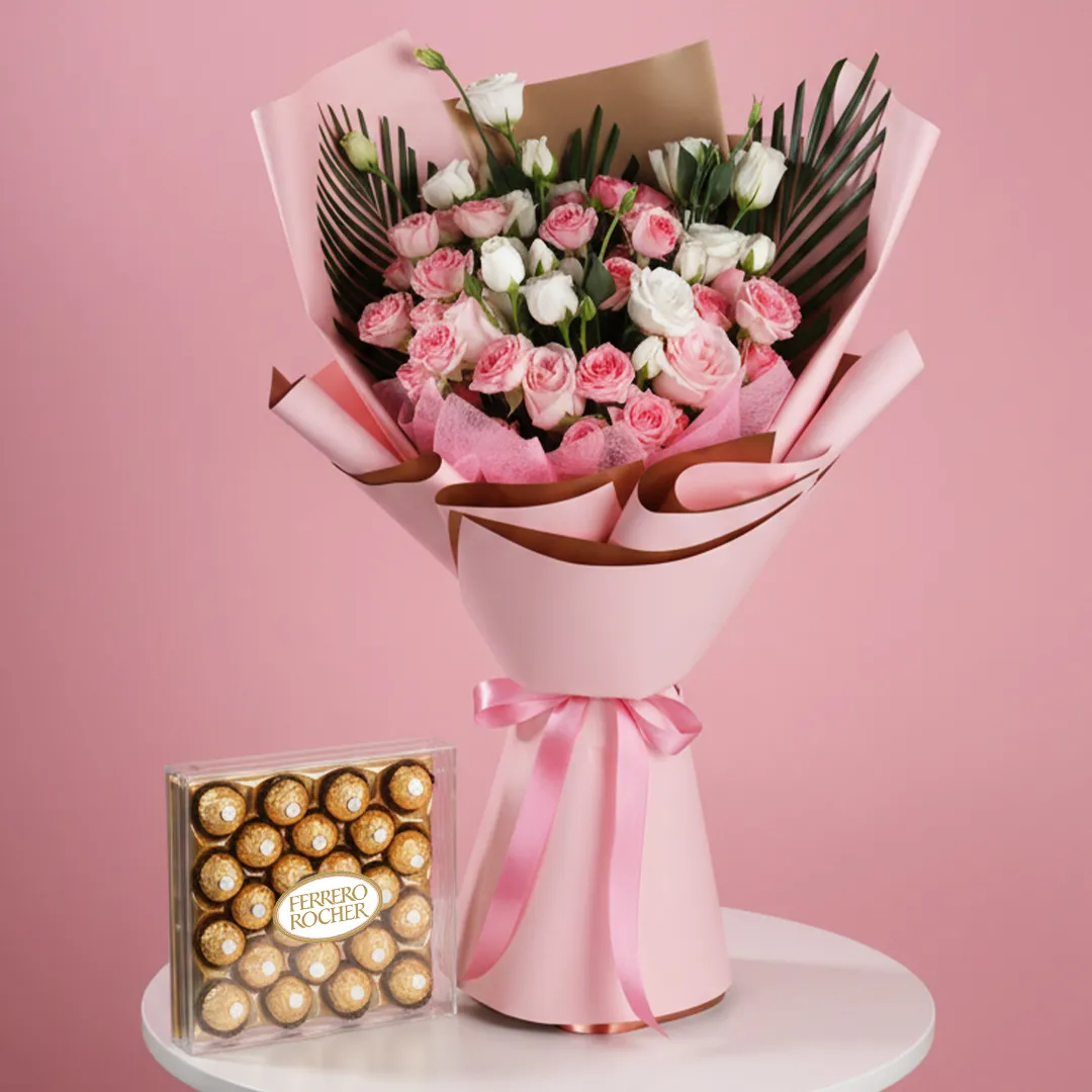 Pink Roses & Ferrero Rocher Hamper