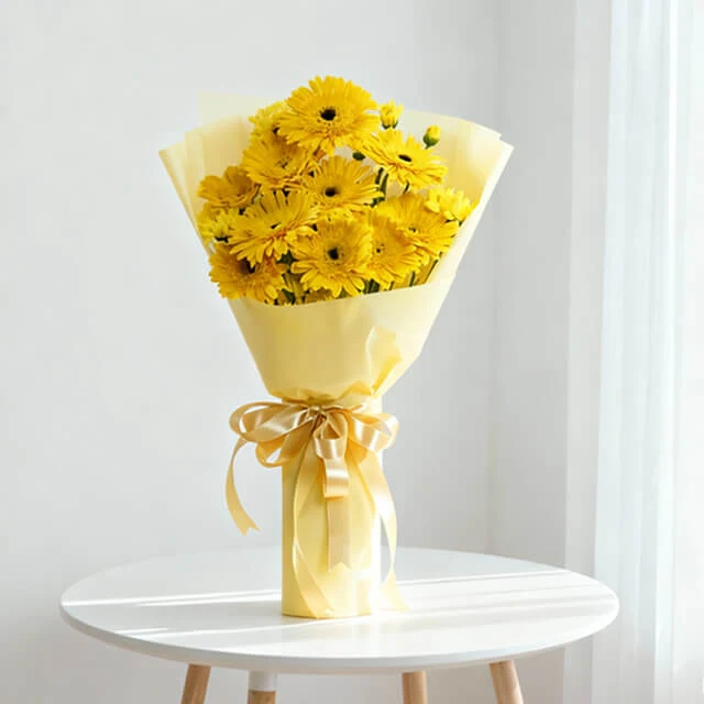 Bright Yellow Gerbera Flower Bouquet
