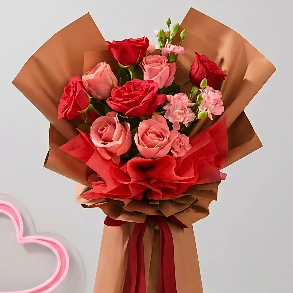 Romantic Red Pink Rose Bouquet