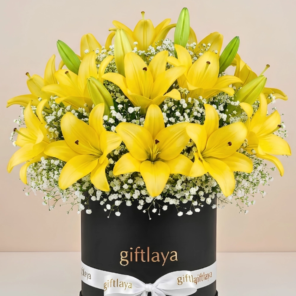 Fresh Blooming Yellow Lily Bouquet in UAE