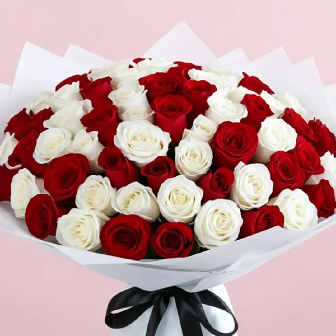 Elegant Red White Rose Bouquet