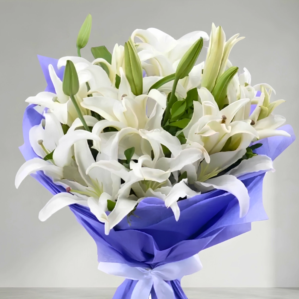 Classic White Lily Bouquet in UAE
