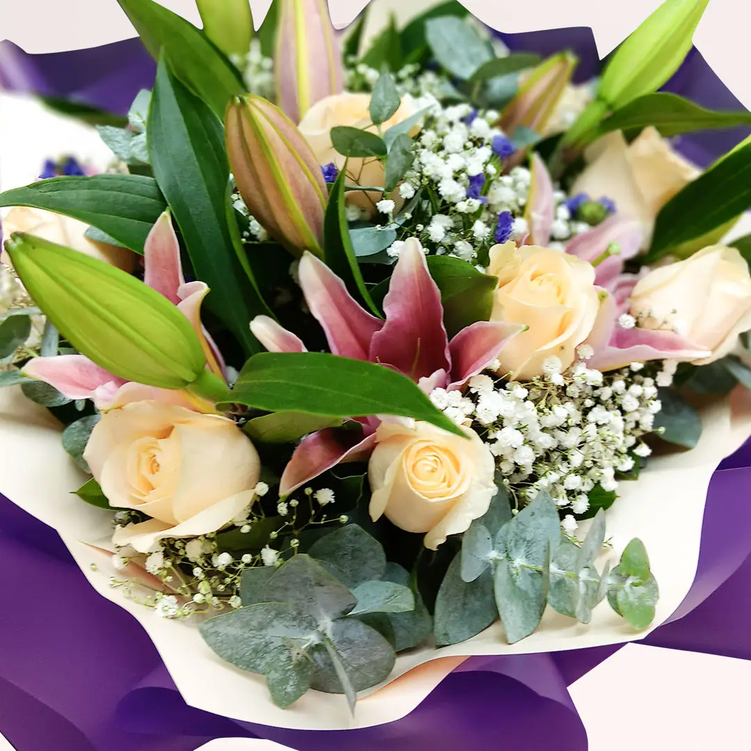 Royal Lily & Ivory Rose Bouquet