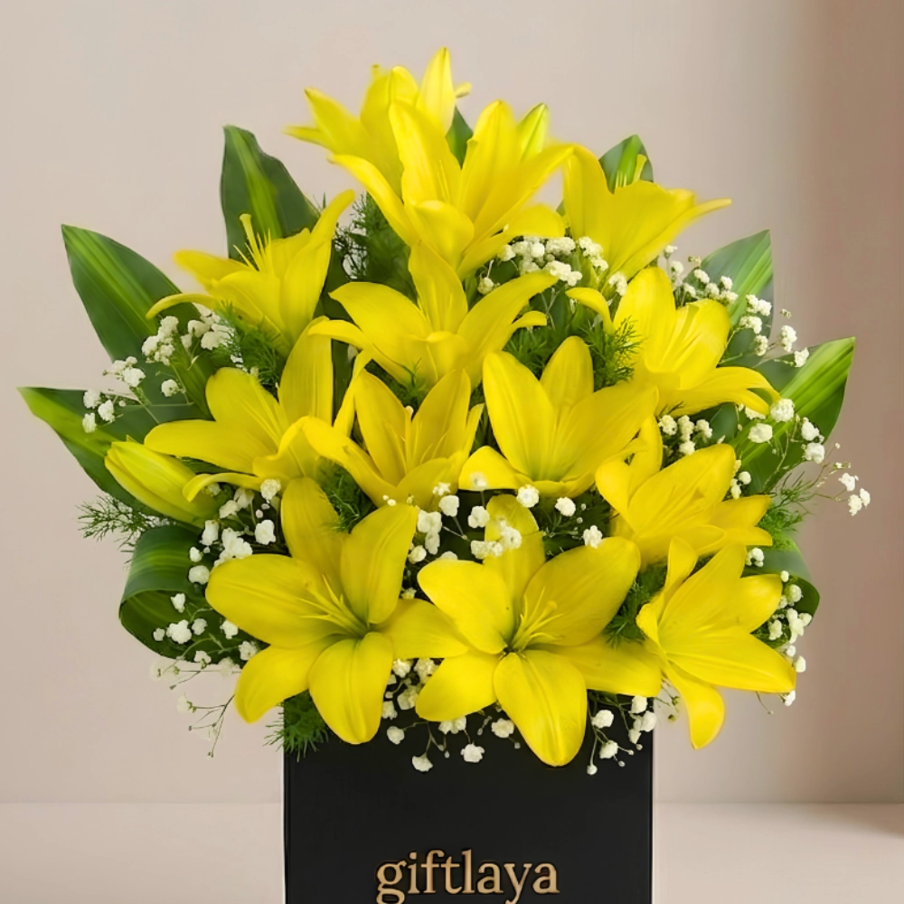 Elegant Yellow Lily Flower Bouquet in UAE