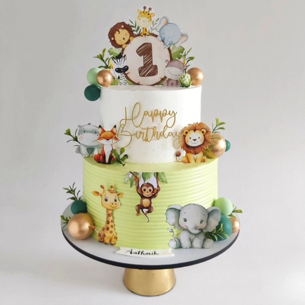 jungle safari 1st birthday cake