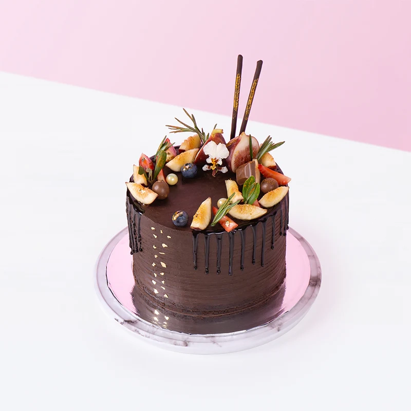 Chocolate And Fruit Piece Cake