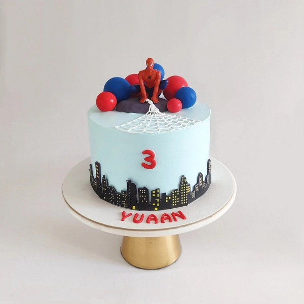 Spider-Man Action Theme Cake with Web Design