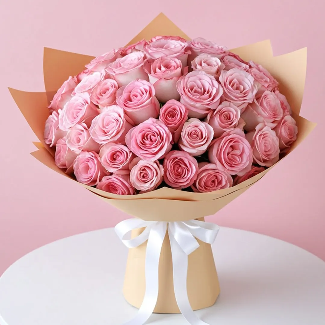 Pink Rose Charm Flower Bouquet