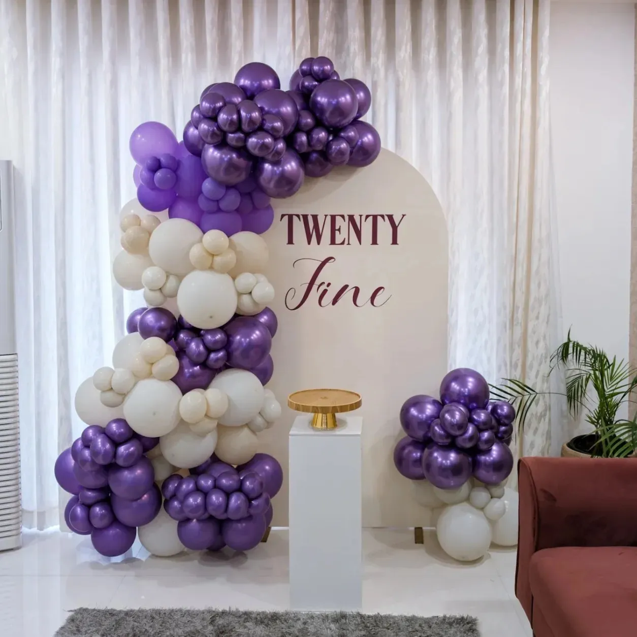 Pretty Purple Birthday Backdrop Setup