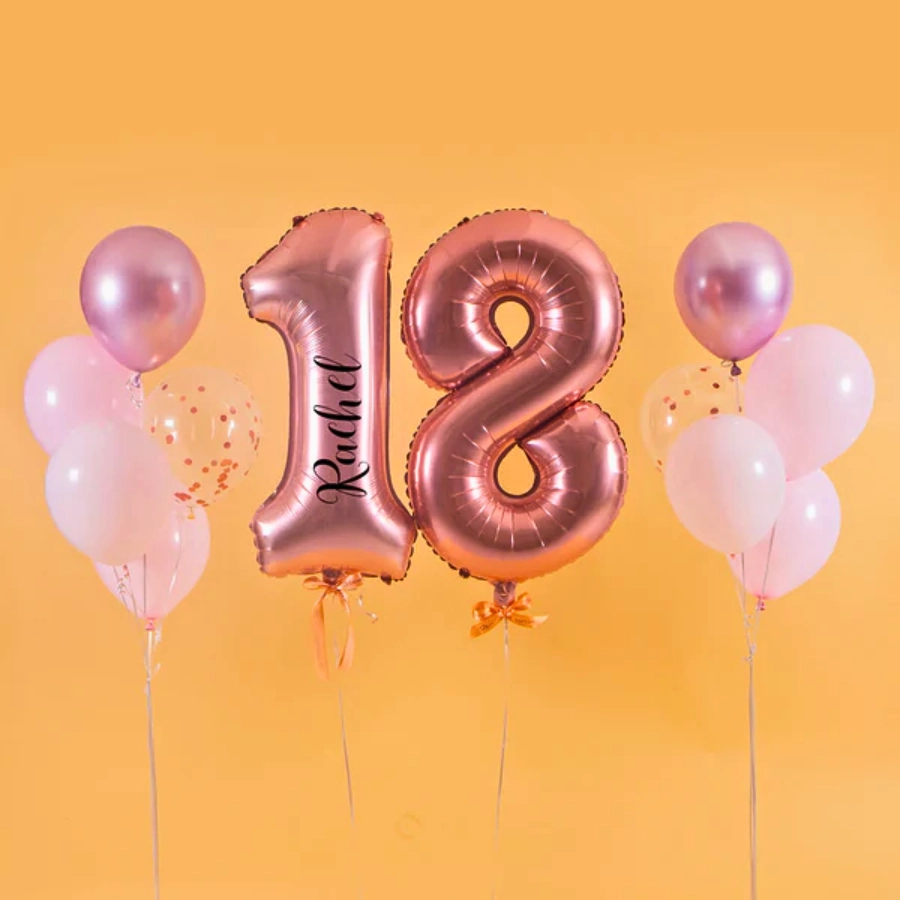 Rose Gold 18 Birthday Balloons Set