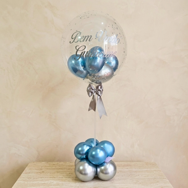 Bubble Balloon with a Blue & Silver Colour
