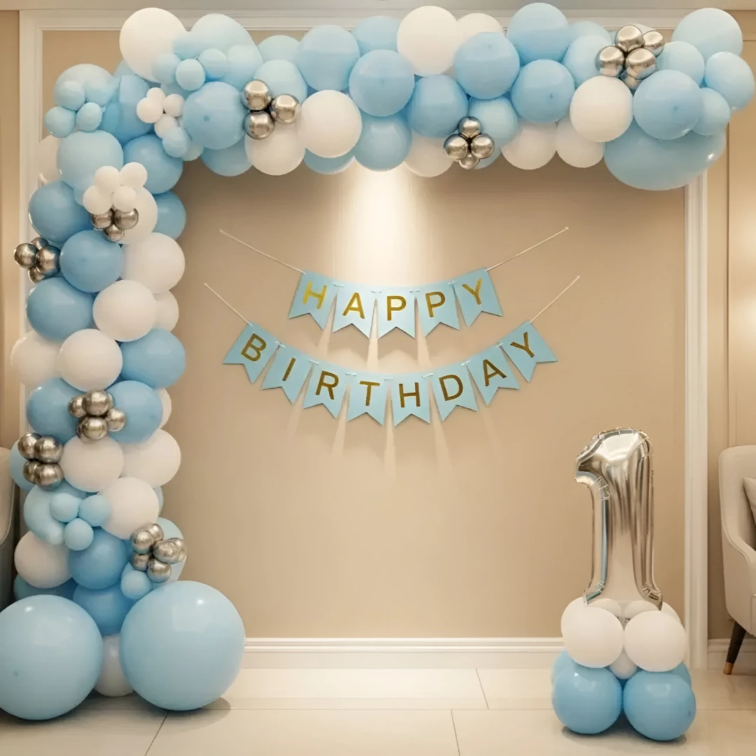 Stylish Blue Balloon Arch for Birthday