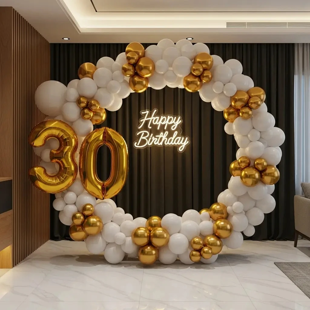 White and Golden BIrthday Ring Decor