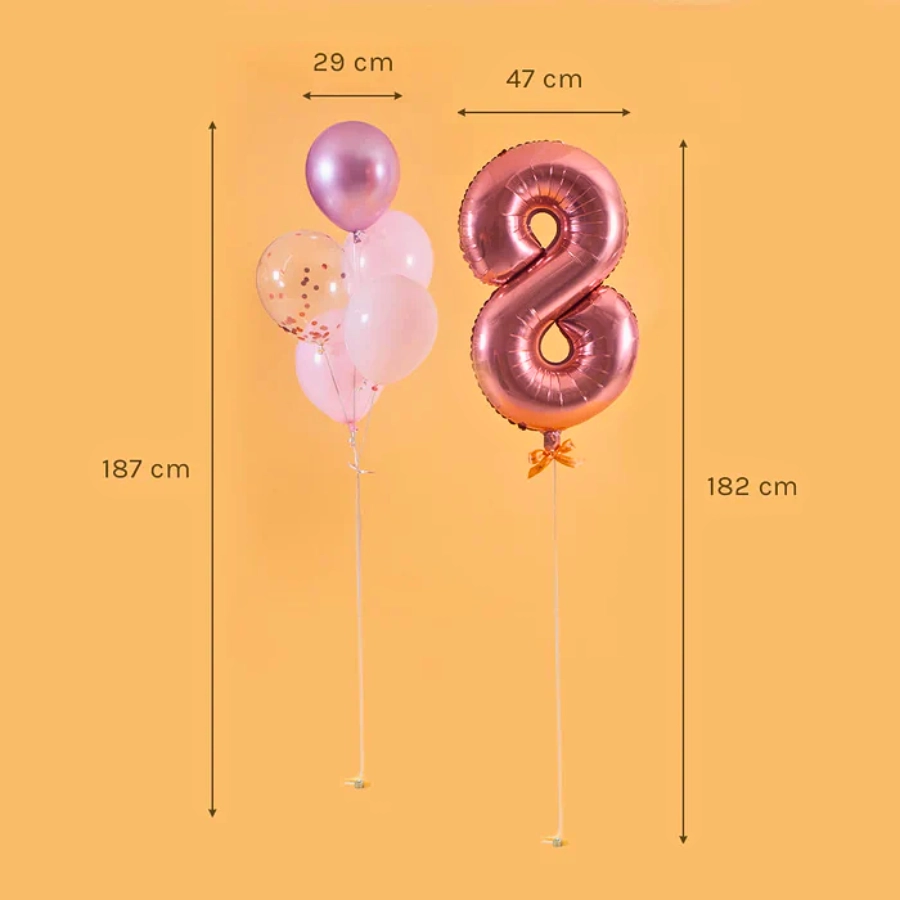 Rose Gold 8 number Balloon size 