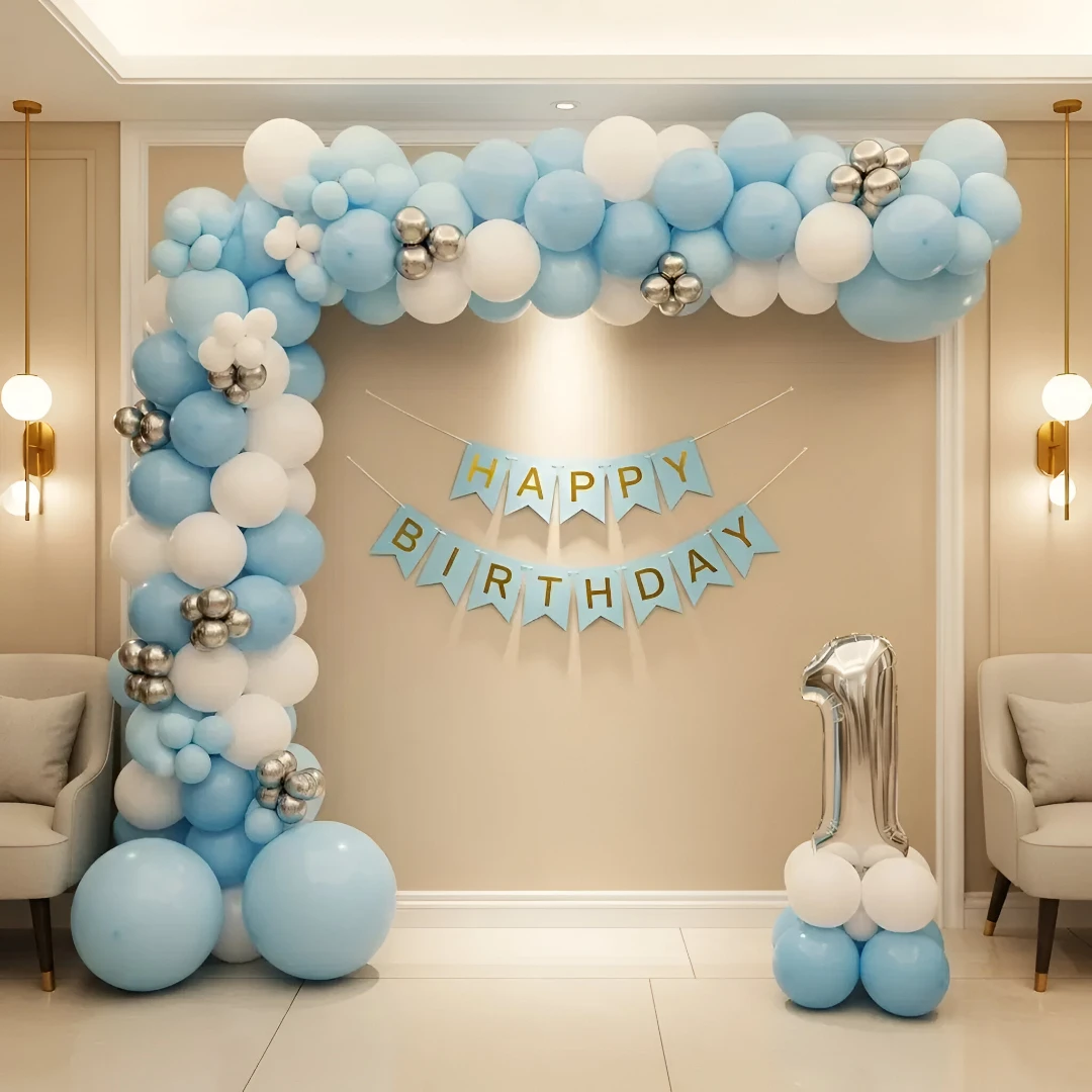 Stylish Blue Balloon Arch for Birthday