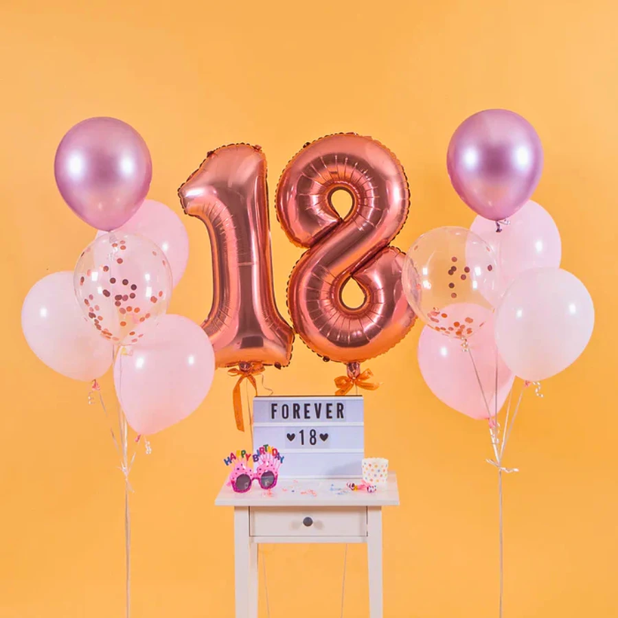 Rose Gold 18 Balloon Set