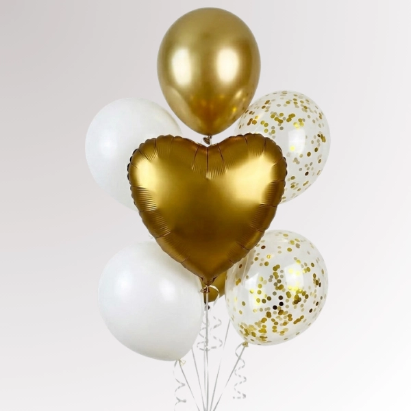 Gold Heart Balloon Bouquet
