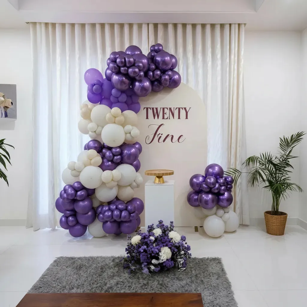 Pretty Purple Birthday Backdrop Setup