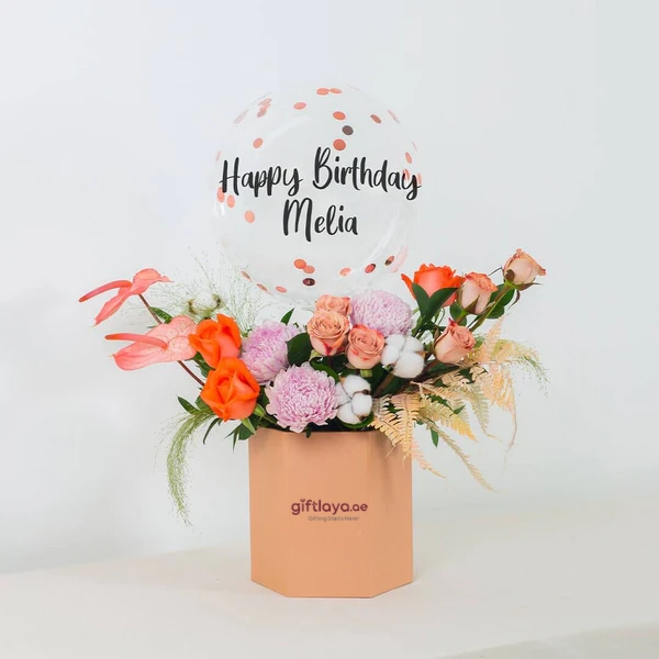 Happy Birthday Balloon with flower